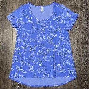 Lularoe Classic T Shirt Top Purple White Dinosaurs Size Medium M NWOT